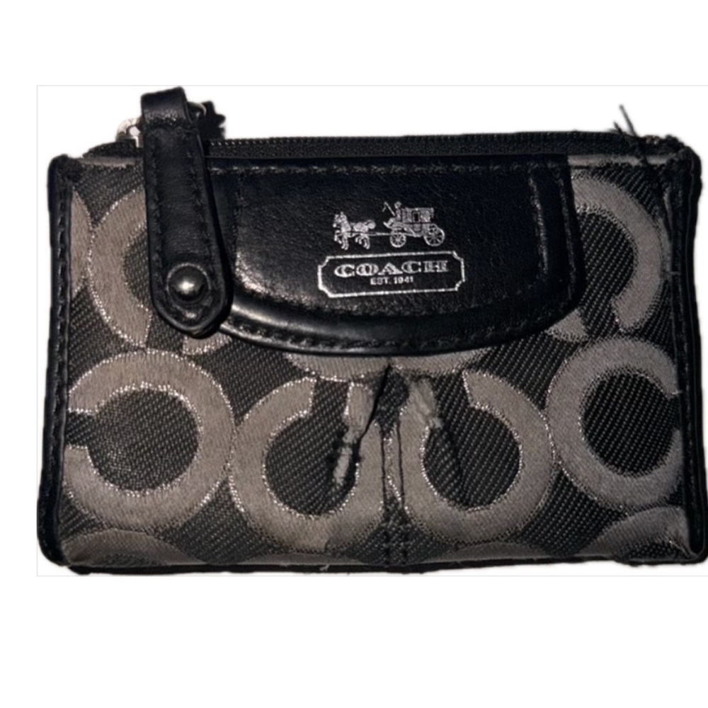 Coach Black and Gray Logo Coin Pouch